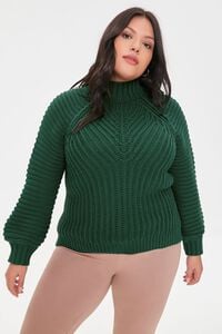 HUNTER GREEN Ribbed Mock Neck Sweater, image 1