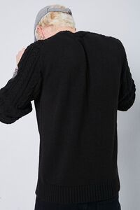 BLACK Cable Knit Dropped-Sleeve Sweater, image 3