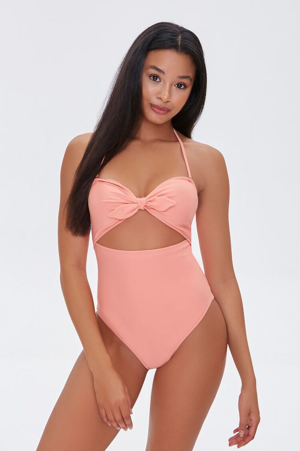 CORAL Tie-Front Cutout One-Piece Swimsuit, image 2