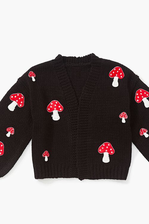 BLACK/MULTI Girls Mushroom Cardigan Sweater (Kids), image 3