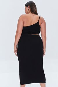 BLACK Plus Size One-Shoulder Midi Dress, image 3