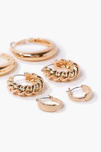 GOLD Twisted & Smooth Hoop Earring Set, image 2
