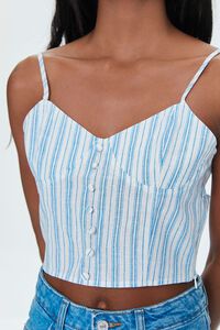 WHITE/BLUE Striped Cutout Cropped Cami, image 5