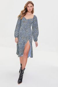 BLUE/MULTI Paisley Print Midi Dress, image 6