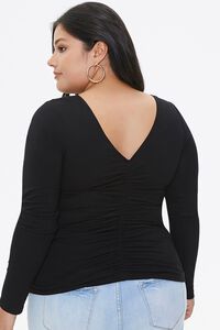 BLACK Plus Size Ruched Long-Sleeve Top, image 3