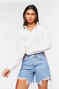 IVORY Poplin Button-Front Shirt, image 1