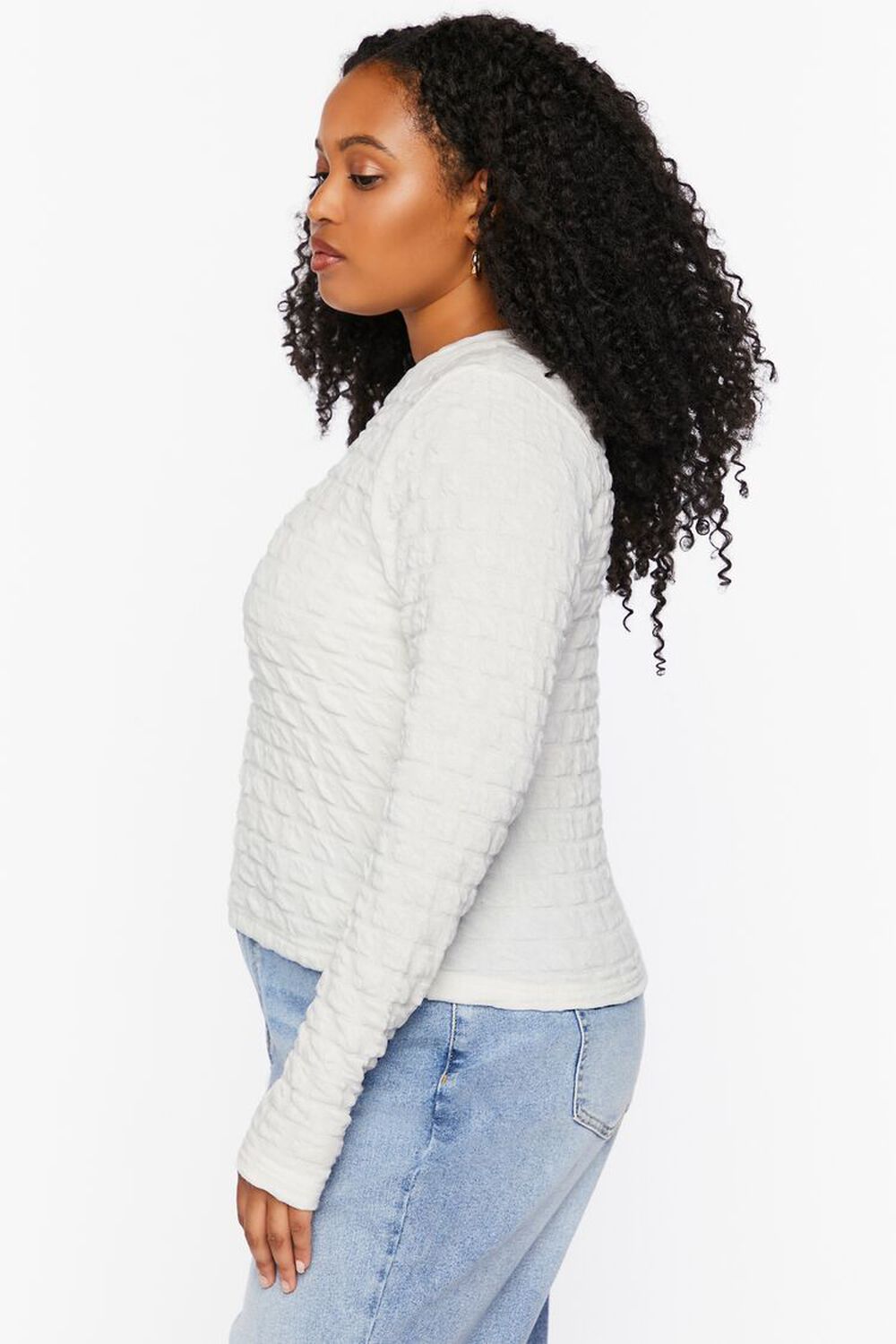 Plus Size Textured Long-Sleeve Top, image 2