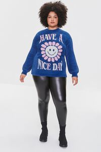 NAVY/MULTI Plus Size Daisy Sweater-Knit Pullover, image 4