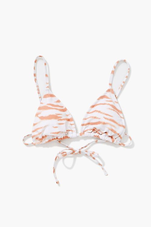 TAN/MULTI Tiger Print Triangle Bikini Top, image 1