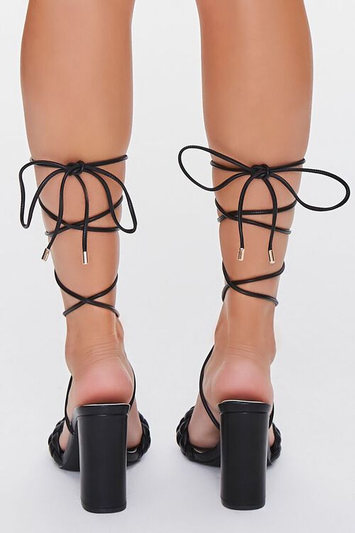 BLACK Braided Wraparound Block Heels, image 3