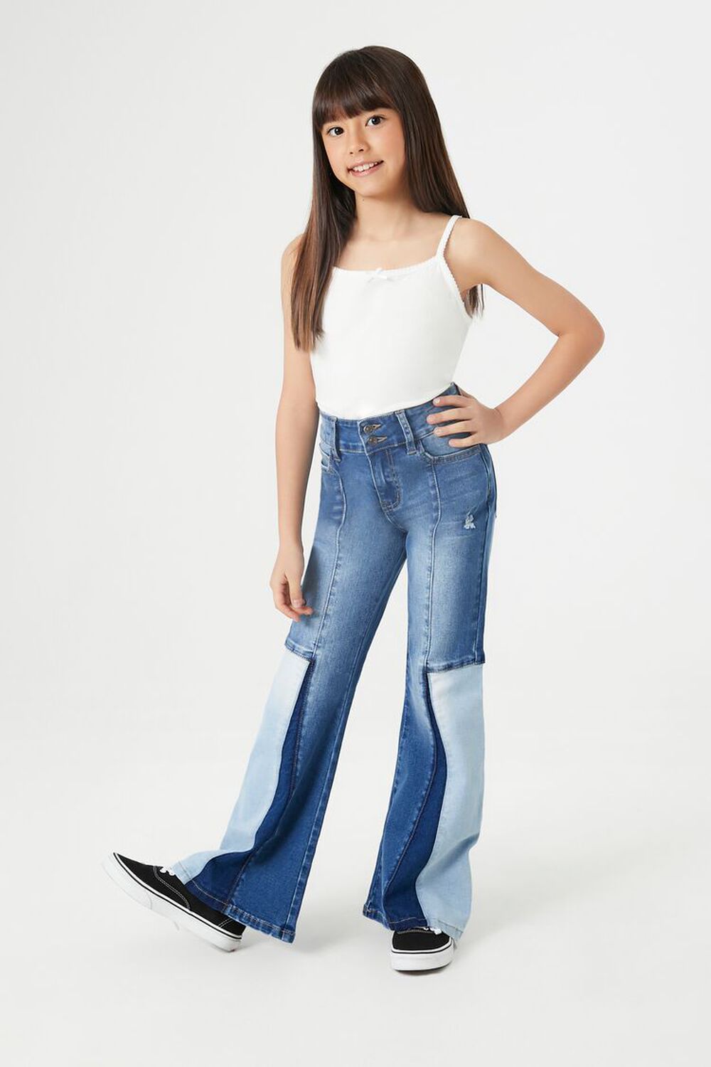 Girls Patchwork Flare Jeans (Kids)