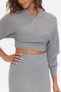 Ribbed Surplice Cropped Sweater, image 1