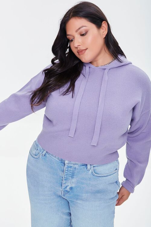 LAVENDER Plus Size Sweater-Knit Hoodie, image 1