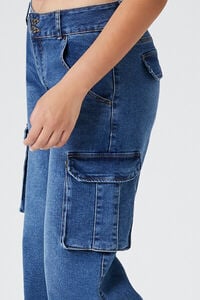DARK DENIM Low-Rise Wide-Leg Cargo Jeans, image 4