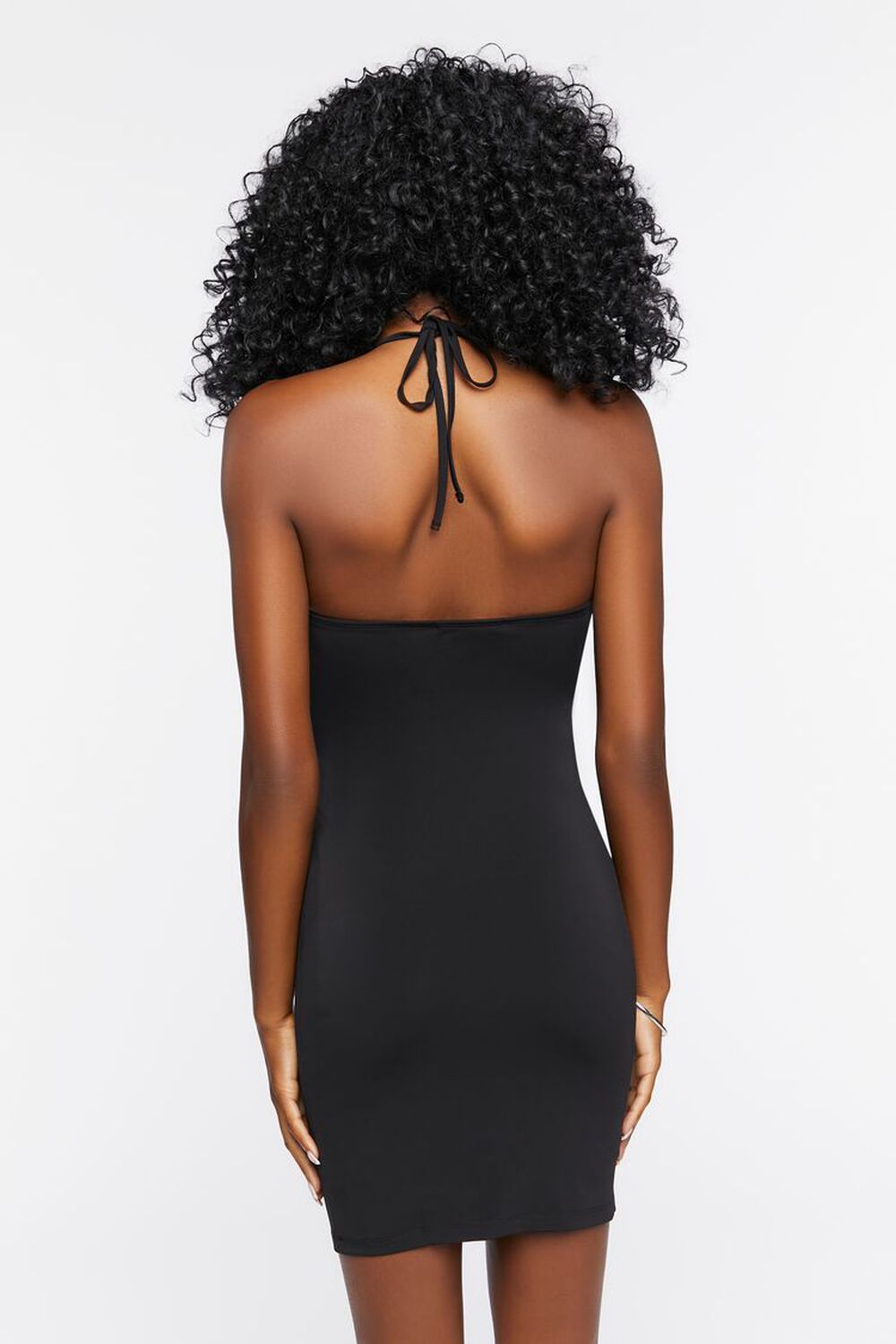 BLACK Embellished Halter Mini Dress, image 3