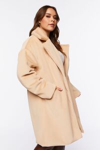 TAN Plus Size Faux Fur Coat, image 2