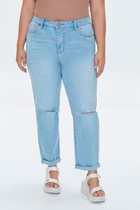 LIGHT DENIM Plus Size Distressed Boyfriend Jeans, image 2