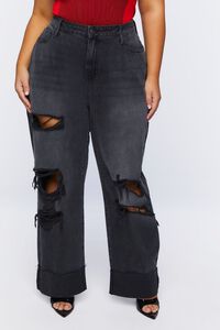 WASHED BLACK Plus Size High-Rise Distressed Jeans, image 2
