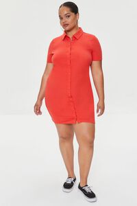 POMPEIAN RED  Plus Size Ribbed Shirt Dress, image 4