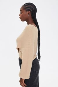 TAUPE Ribbed Crisscross-Front Sweater, image 2