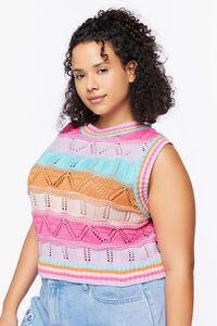PINK/MULTI Plus Size Colorblock Sweater Vest, image 2