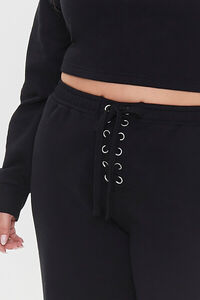 BLACK Plus Size Fleece Wide-Leg Sweatpants, image 5