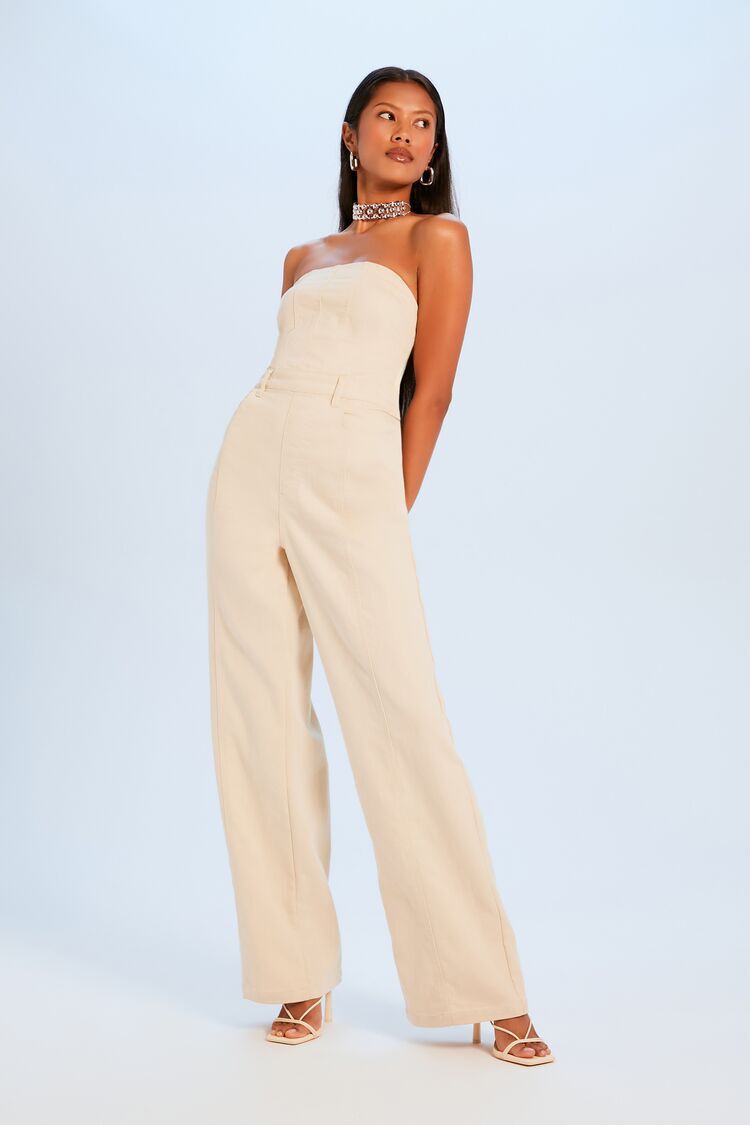 Lulus Won A Heart White Strapless Wide Leg Cropped Jumpsuit M |  www.theconservative.online