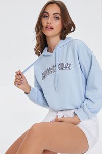 BLUE/WHITE Embroidered Beverly Hills Hoodie, image 1