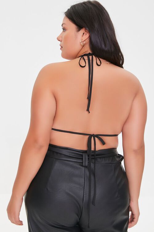 BLACK Plus Size Sequin Halter Top, image 3