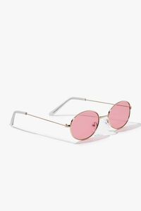 GOLD/PINK Oval Tinted Sunglasses, image 2