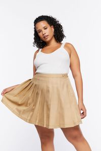 BEIGE Plus Size Pleated Mini Skirt, image 1