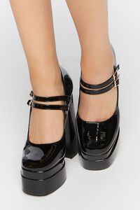 BLACK Faux Patent Leather Mary Jane Heels, image 1