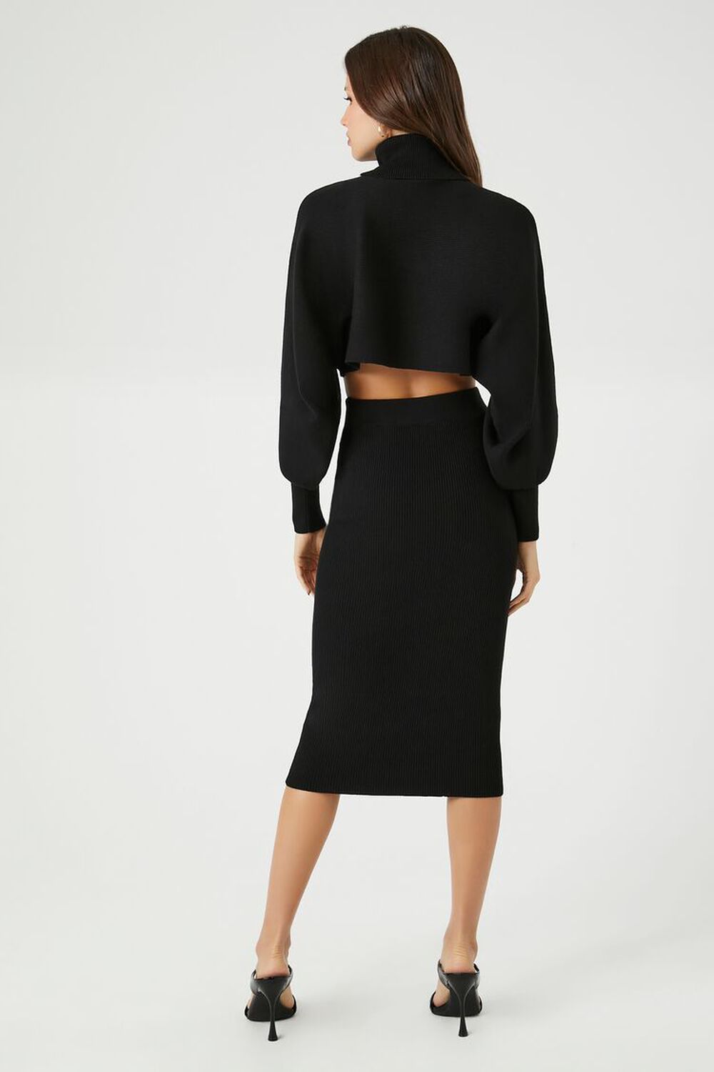 BLACK Turtleneck Sweater & Skirt Set, image 3