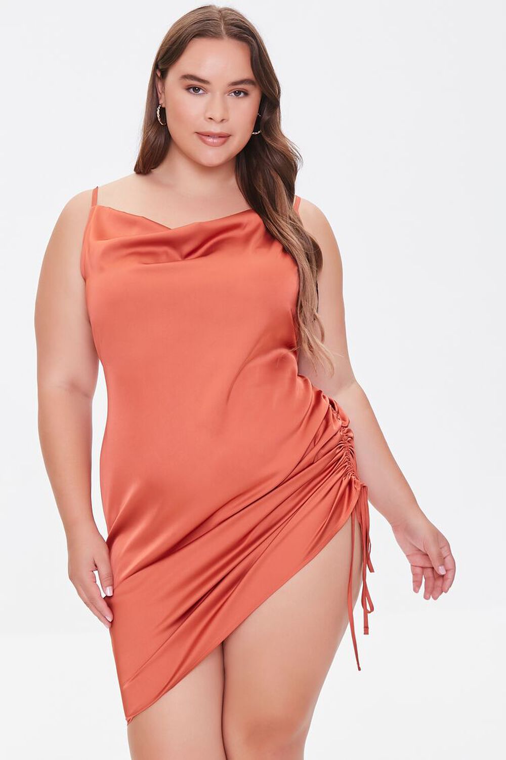 RUST Plus Size Satin Slip Dress, image 1