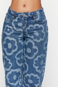 MEDIUM DENIM Textured Floral Print 90s-Fit Jeans, image 4