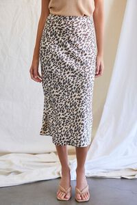 TAN/BLACK Leopard Print Midi Skirt, image 2