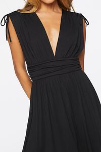 BLACK Plunging Ruched Mini Dress, image 5