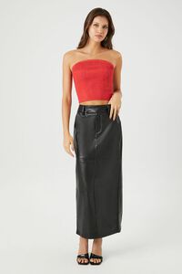 RED Cropped Sweater-Knit Tube Top, image 4