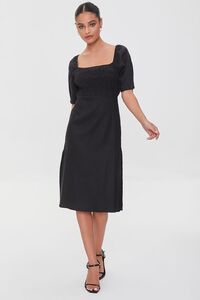BLACK Linen-Blend Cutout M-Slit Dress, image 4