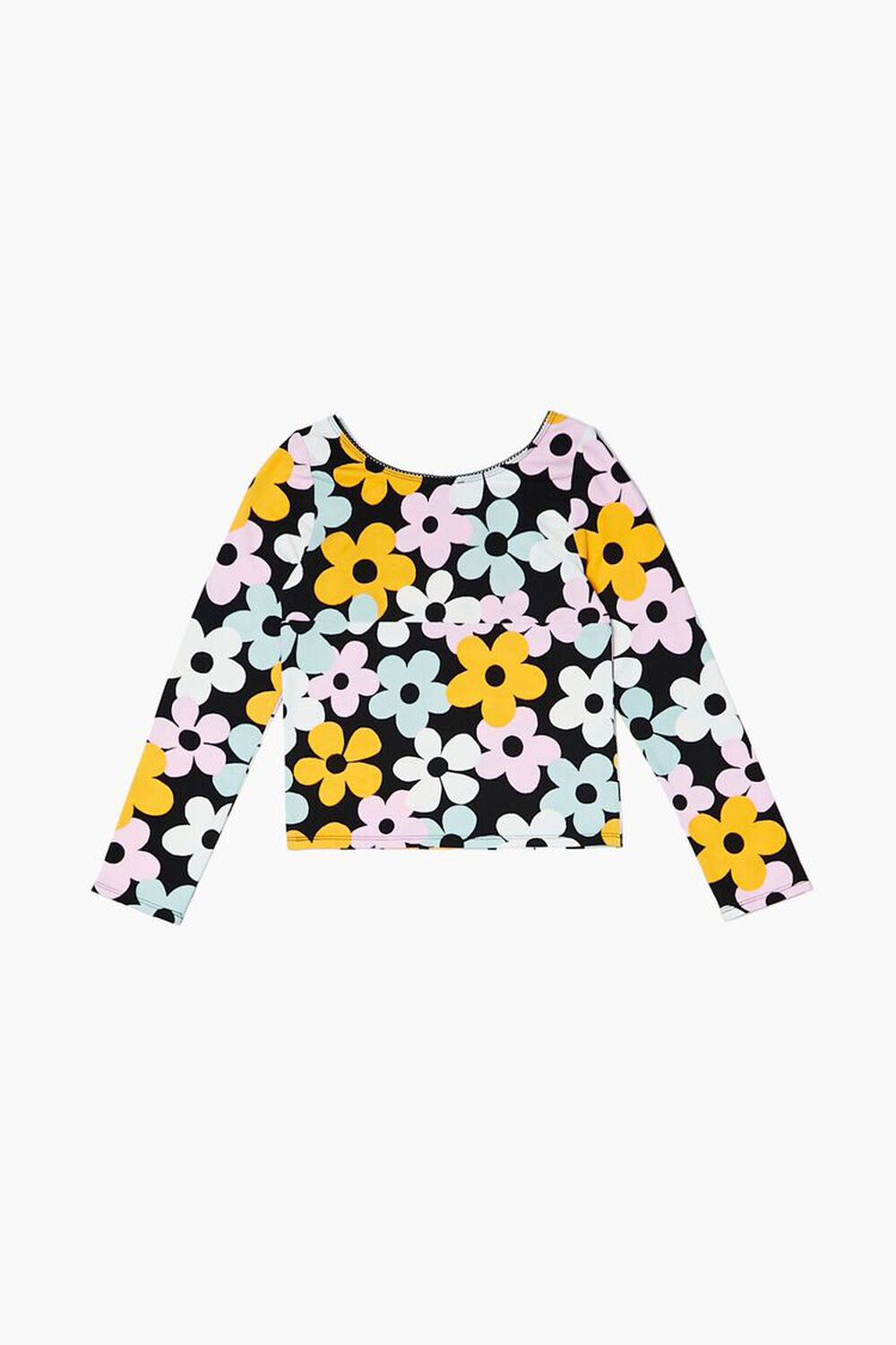 BLACK/MULTI Girls Floral Print Long-Sleeve Top (Kids), image 2