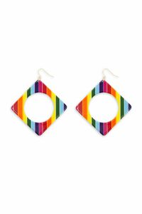 BLUE/MULTI Rainbow Geo Cutout Drop Earrings, image 2