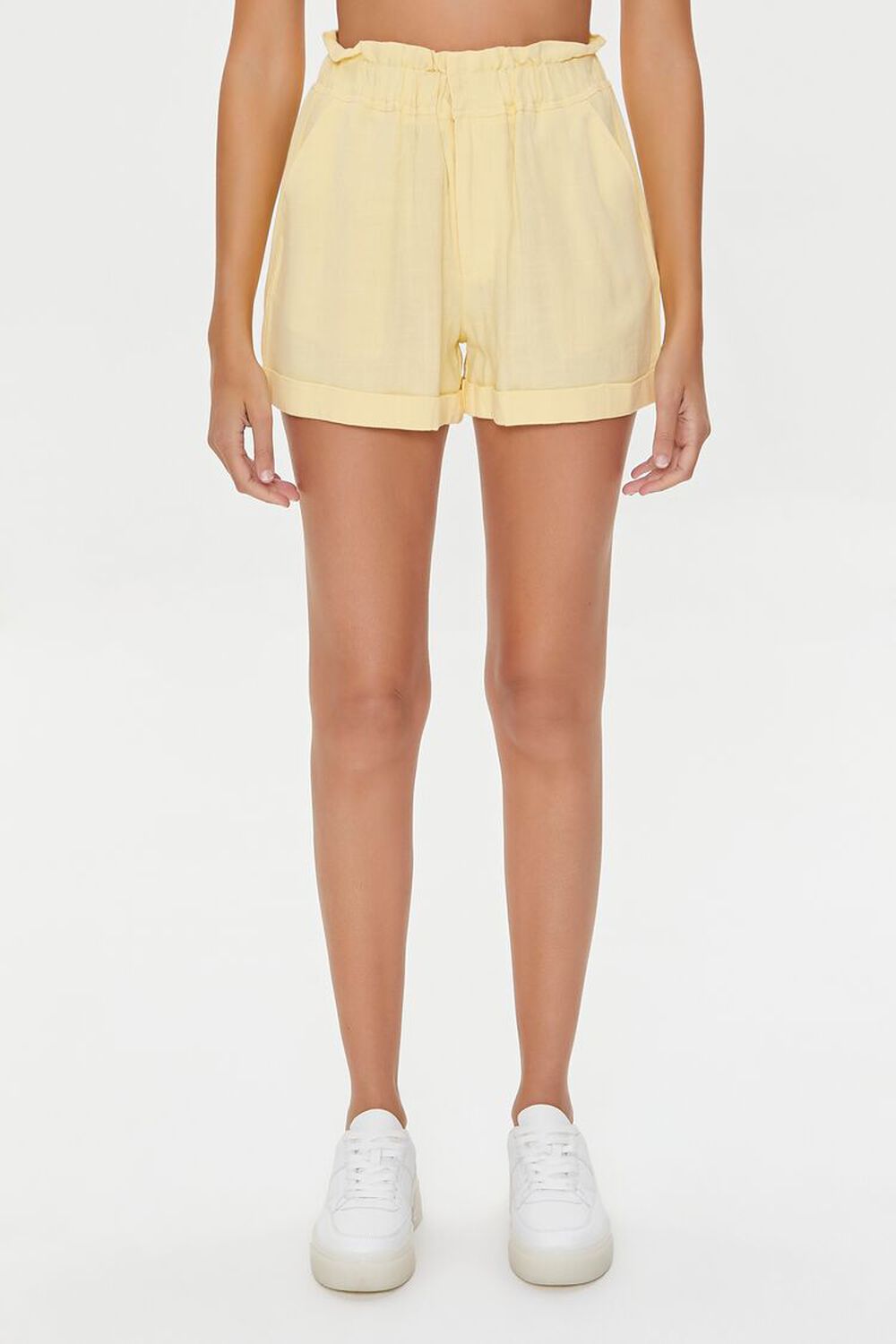 Linen-Blend Paperbag Shorts, image 2