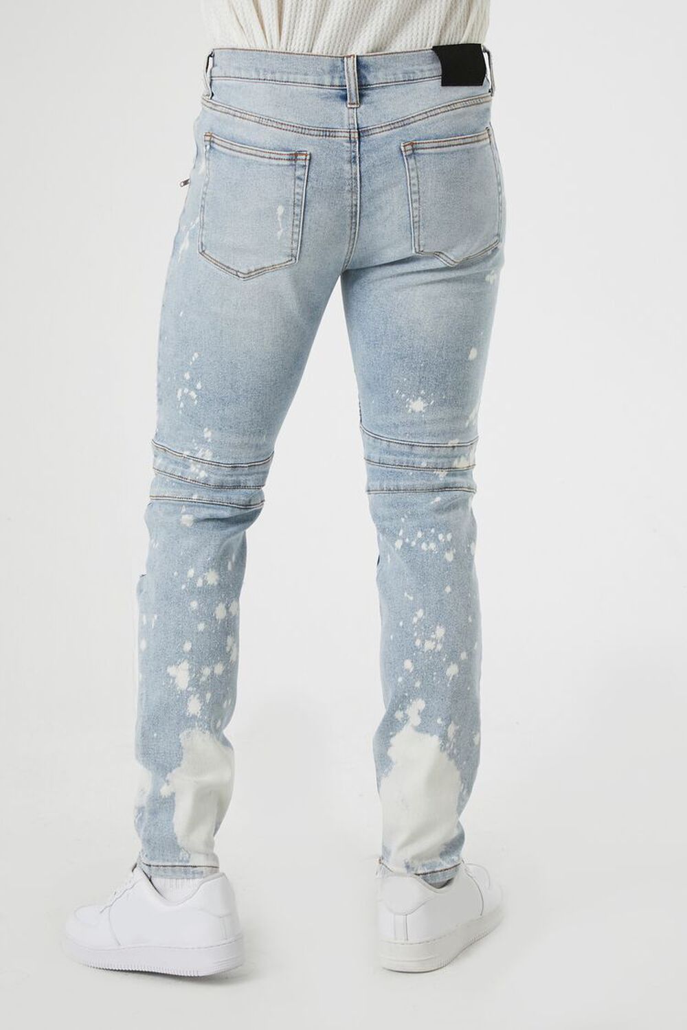 Distressed Paint Splatter Moto Jeans