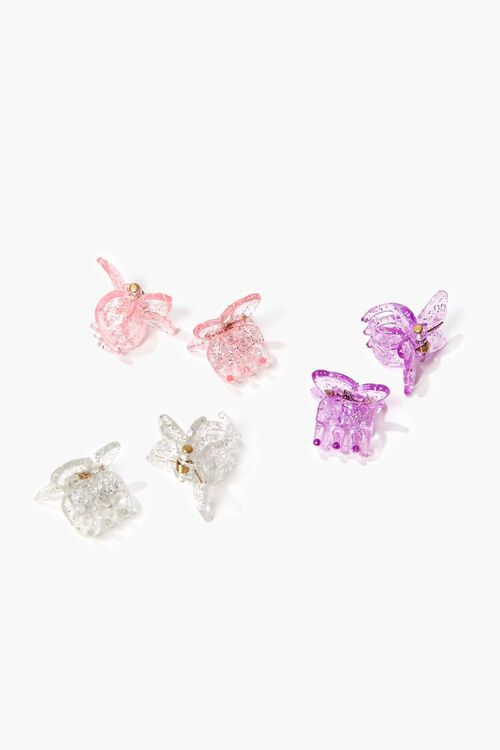 PINK/MULTI Glitter Butterfly Hair Clip Set, image 1
