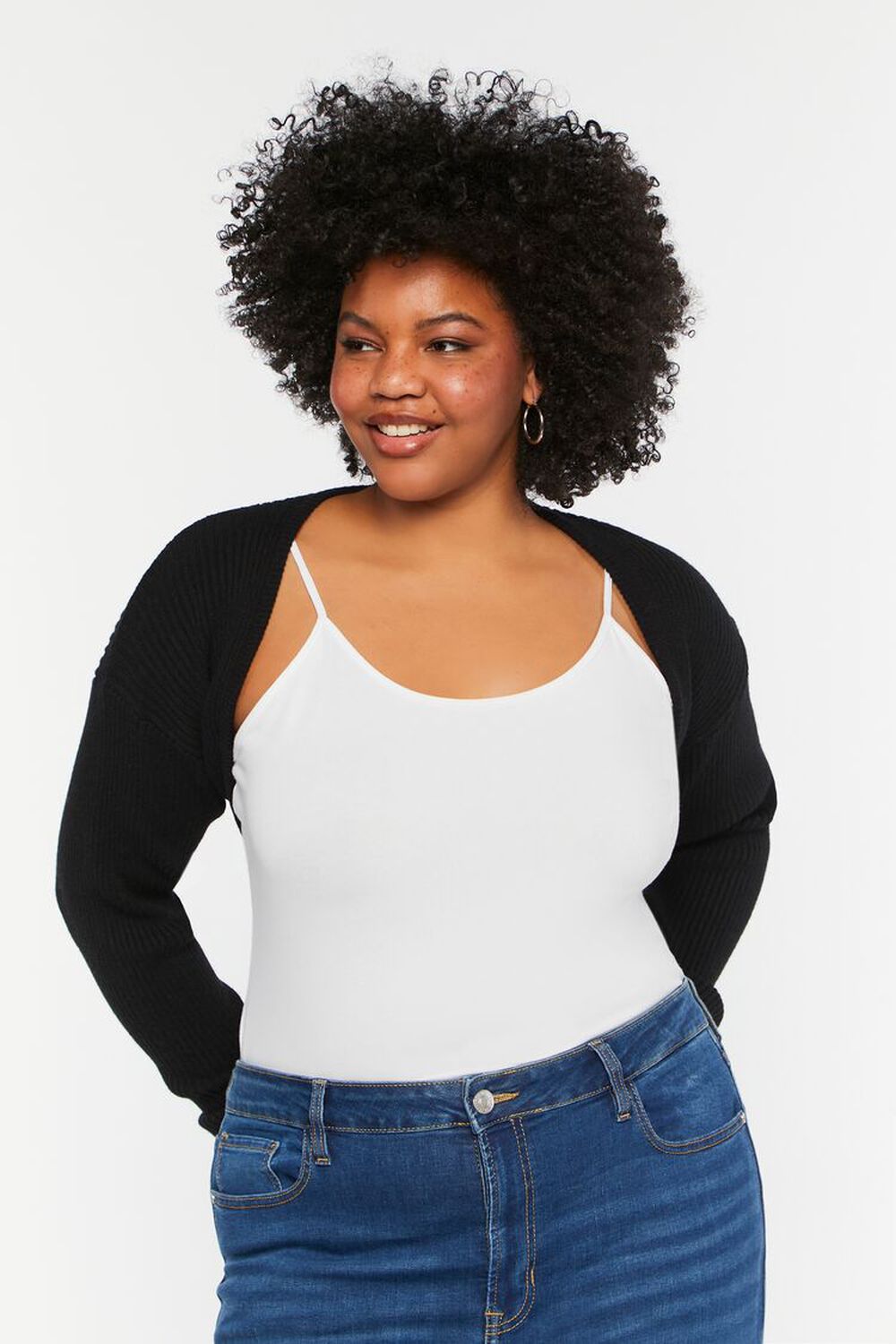 Plus Size Open-Front Cropped Shrug