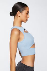 DUSTY BLUE Ribbed Cutout Crop Top, image 2