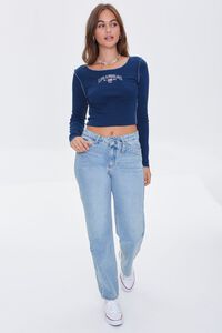 NAVY/WHITE Los Angeles Graphic Crop Top, image 4