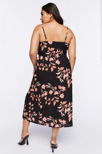 BLACK/MULTI Plus Size Floral Cropped Cami & Midi Skirt Set, image 3