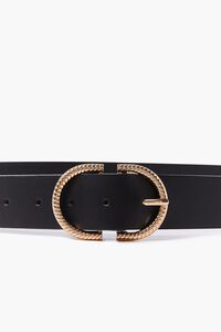 BLACK/GOLD Twisted D-Ring Faux Leather Belt, image 3