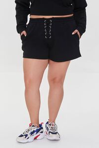 BLACK Plus Size Lace-Up Shorts, image 2